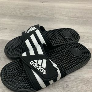 Black and white adidas slides size 6 in women’s